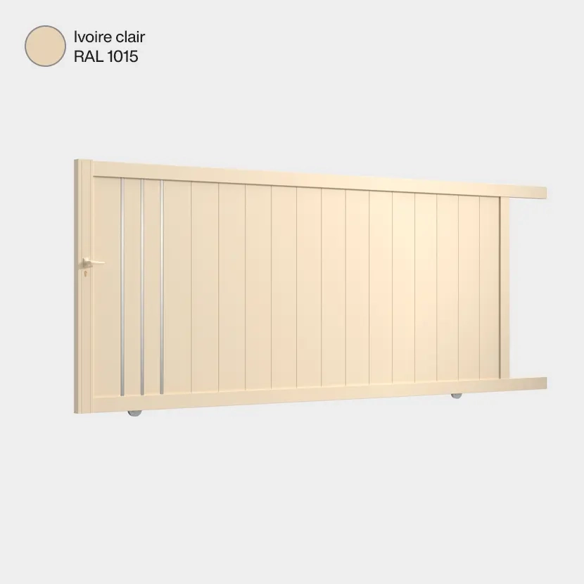 Portail aluminium: Portail coulissant Venise Ivoire clair RAL 1015