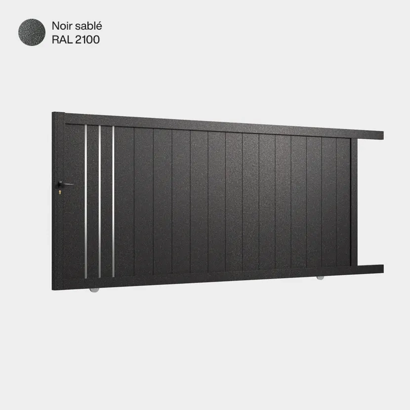 Portail aluminium: Portail coulissant Venise Noir sable RAL 2100