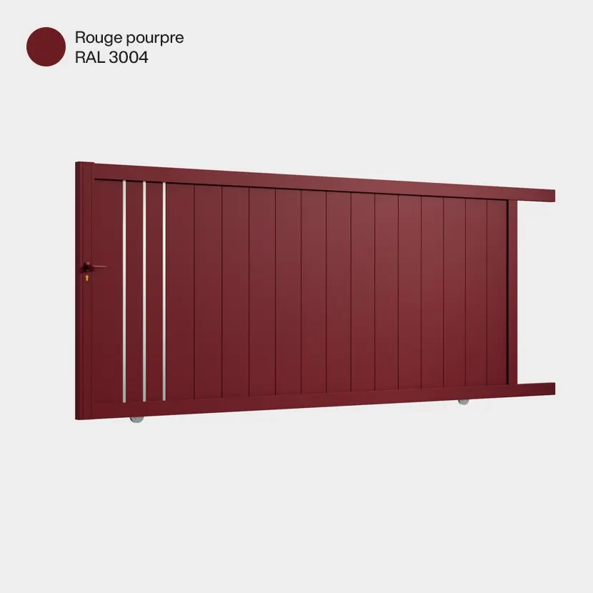 Portail aluminium: Portail coulissant Venise Rouge Pourpre RAL 3004