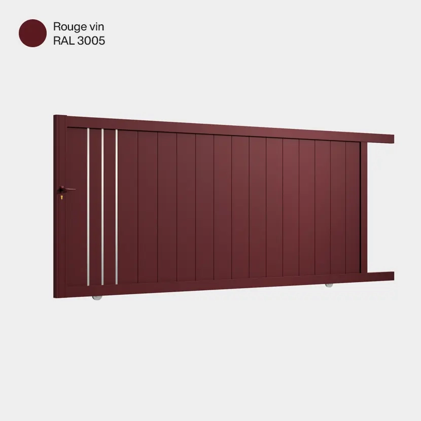 Portail aluminium: Portail coulissant Venise Rouge Vin RAL 3005