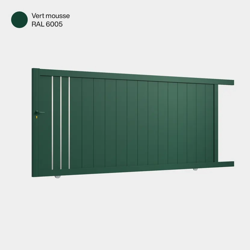Portail aluminium: Portail coulissant Venise Vert mousse RAL 6005