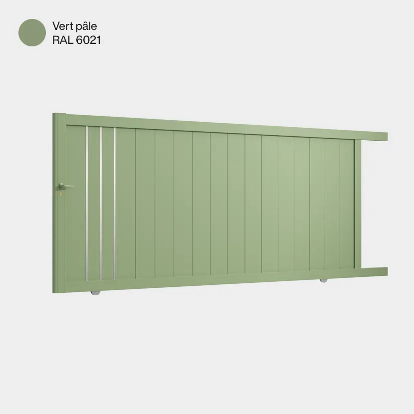 Portail aluminium: Portail coulissant Venise Vert pale RAL 6021