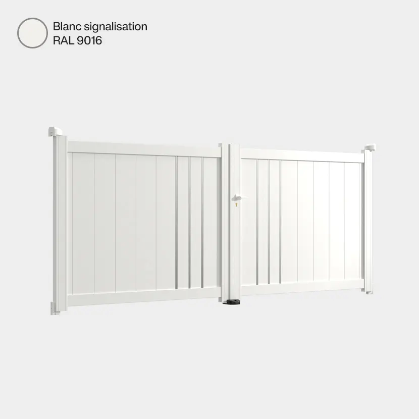 Portail aluminium: Portail double battant Venise Blanc signalisation RAL 9016