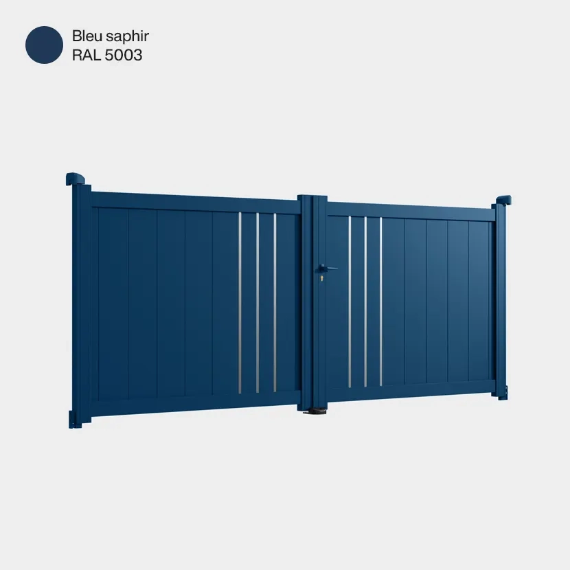 Portail aluminium: Portail double battant Venise Bleu saphir RAL 5003