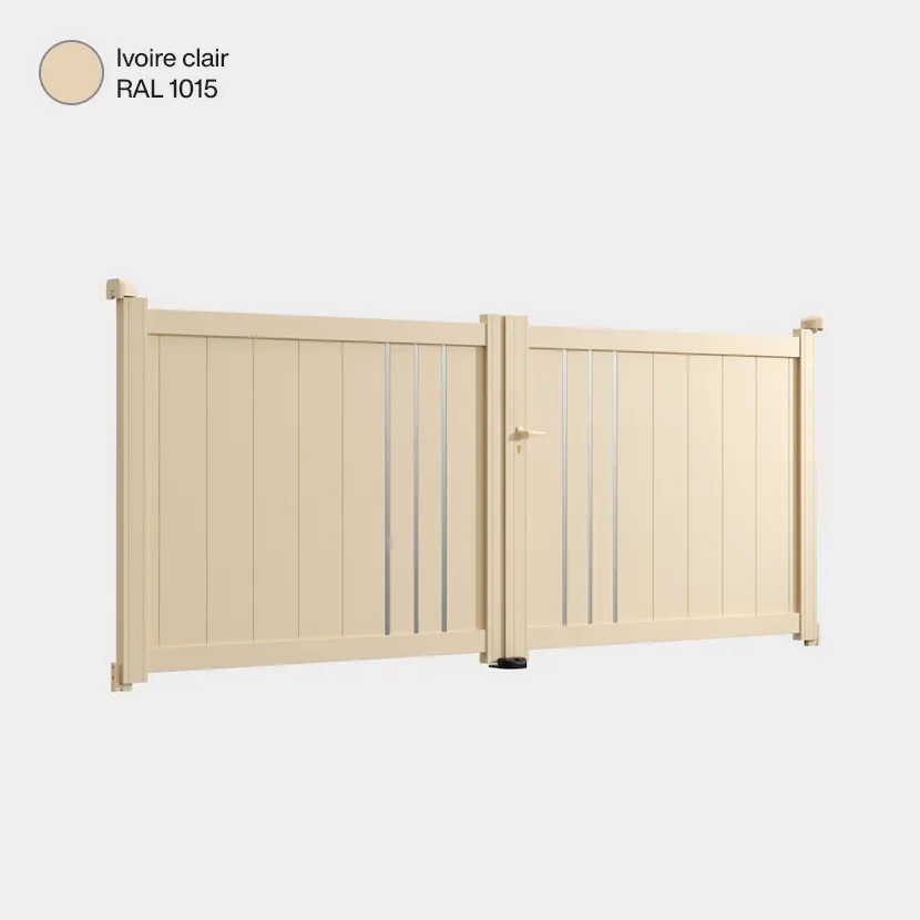 Portail aluminium: Portail double battant Venise Ivoire clair RAL 1015