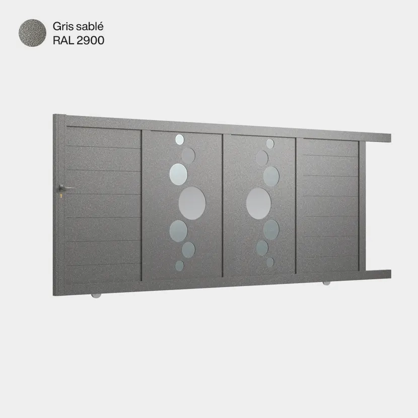 Portail aluminium: Portail coulissant Vitoria Gris sable RAL 2900