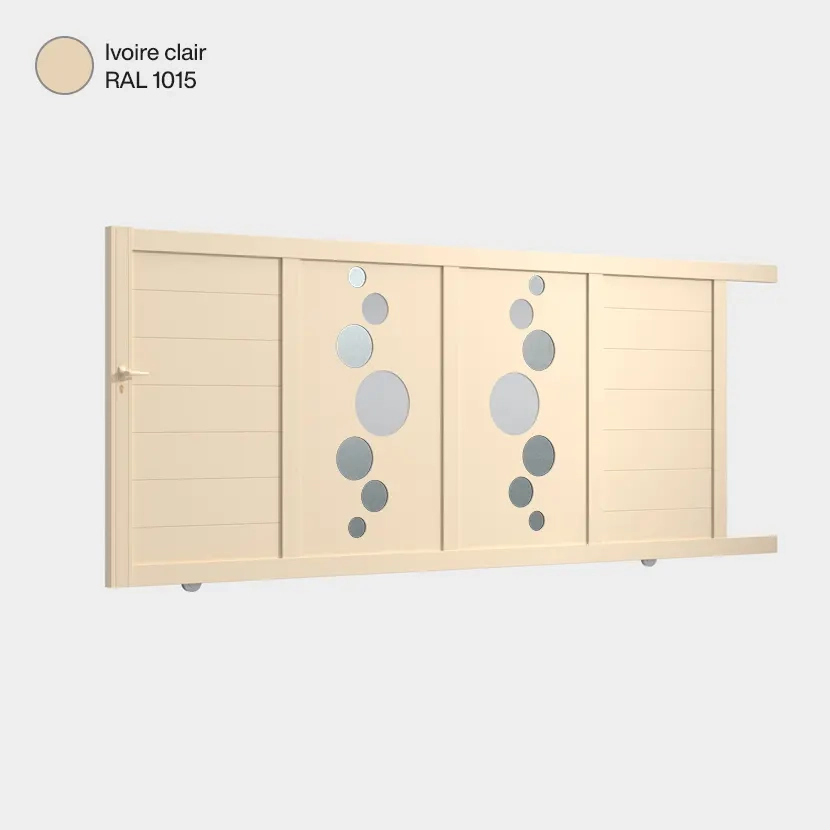 Portail aluminium: Portail coulissant Vitoria Ivoire clair RAL 1015