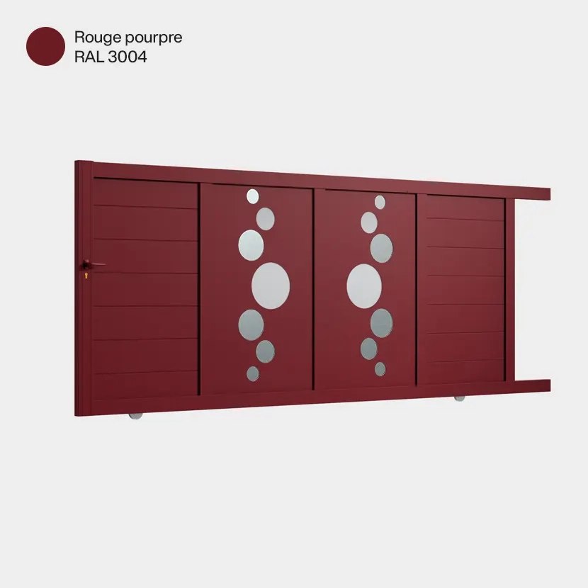 Portail aluminium: Portail coulissant Vitoria Rouge Pourpre RAL 3004