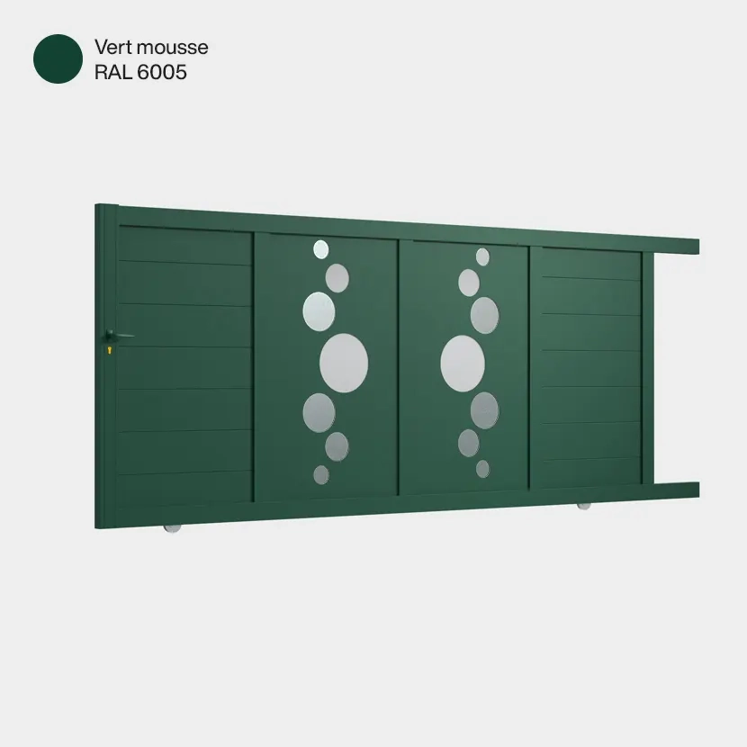 Portail aluminium: Portail coulissant Vitoria Vert mousse RAL 6005