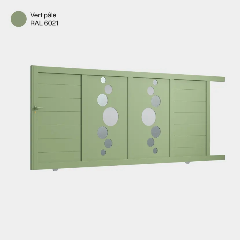 Portail aluminium: Portail coulissant Vitoria Vert pale RAL 6021