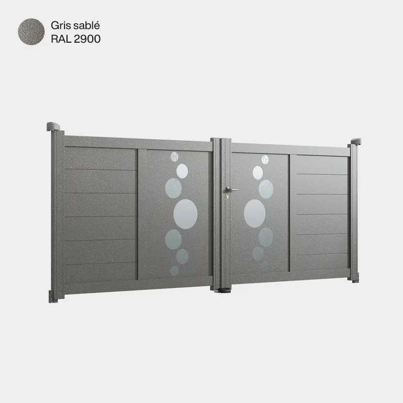 Portail aluminium: Portail double battant Vitoria Gris sable RAL 2900