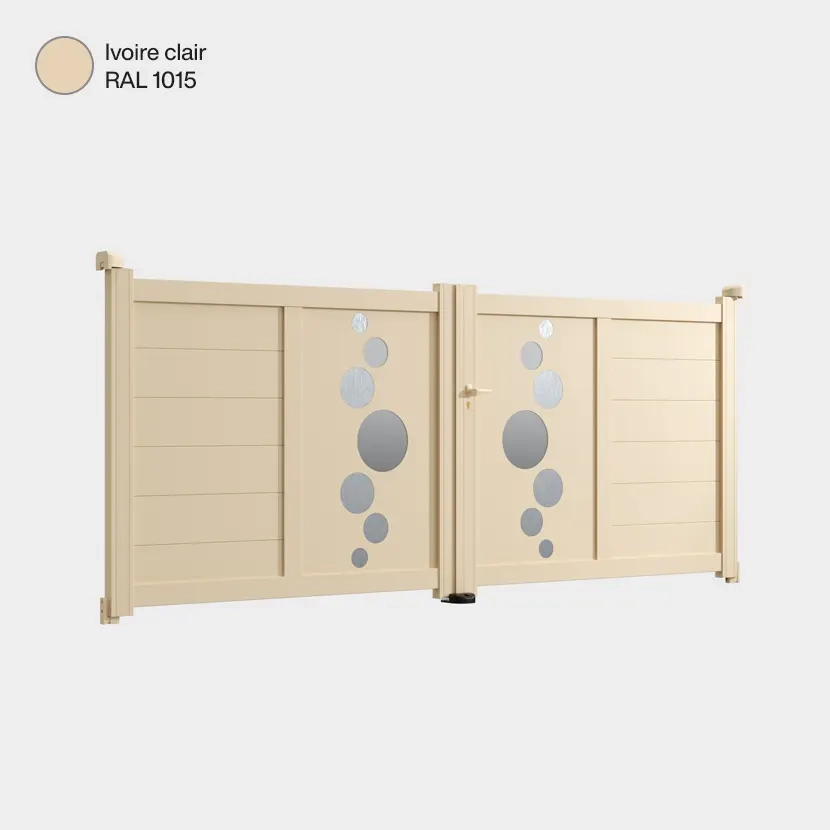 Portail aluminium: Portail double battant Vitoria Ivoire clair RAL 1015