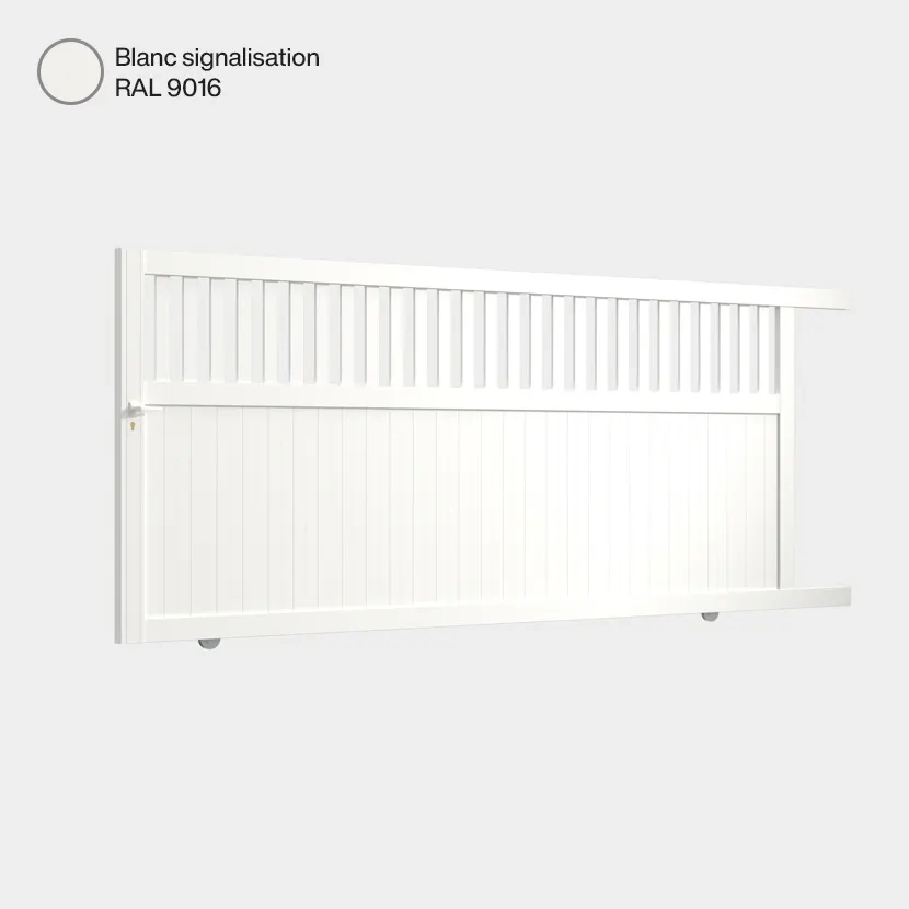 Portail aluminium: Portail coulissant Wellington Blanc signalisation RAL 9016