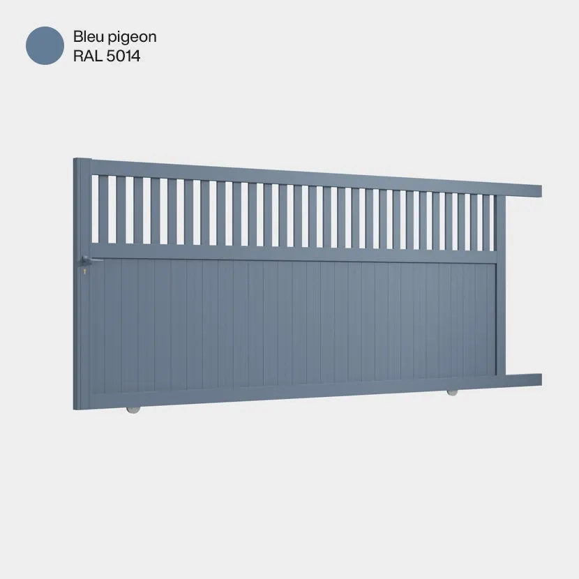 Portail aluminium: Portail coulissant Wellington Bleu pigeon RAL 5014