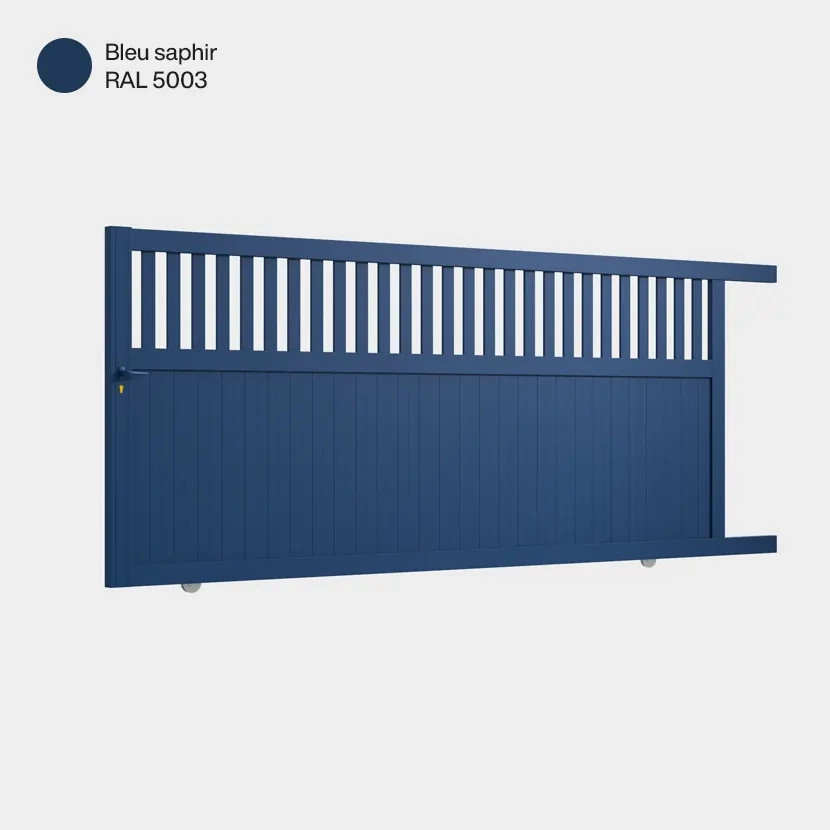 Portail aluminium: Portail coulissant Wellington Bleu saphir RAL 5003