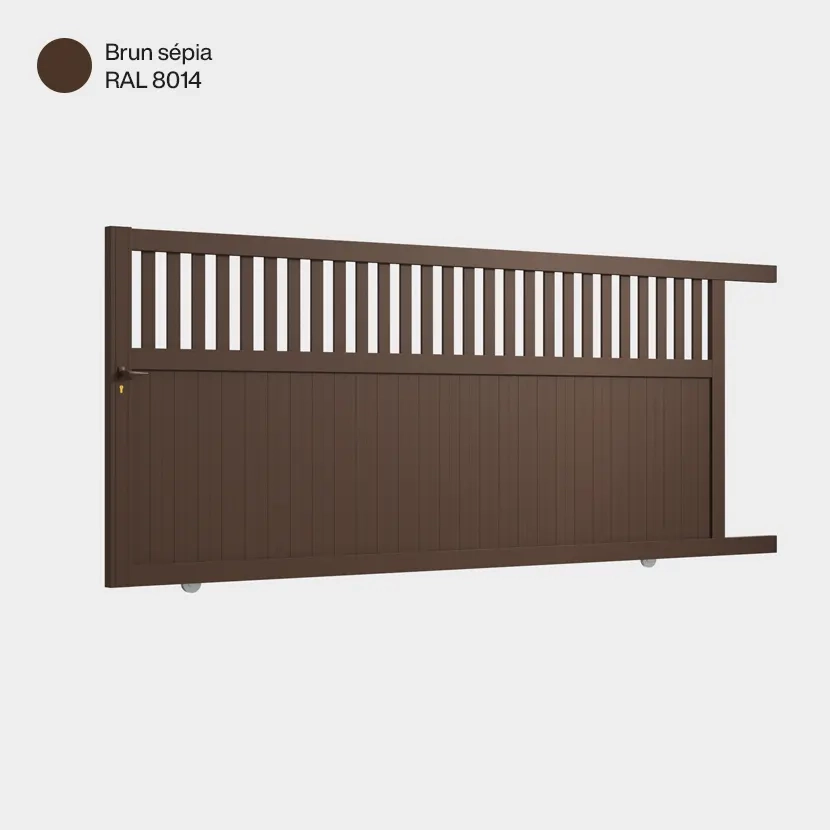 Portail aluminium: Portail coulissant Wellington Brun sepia RAL 8014