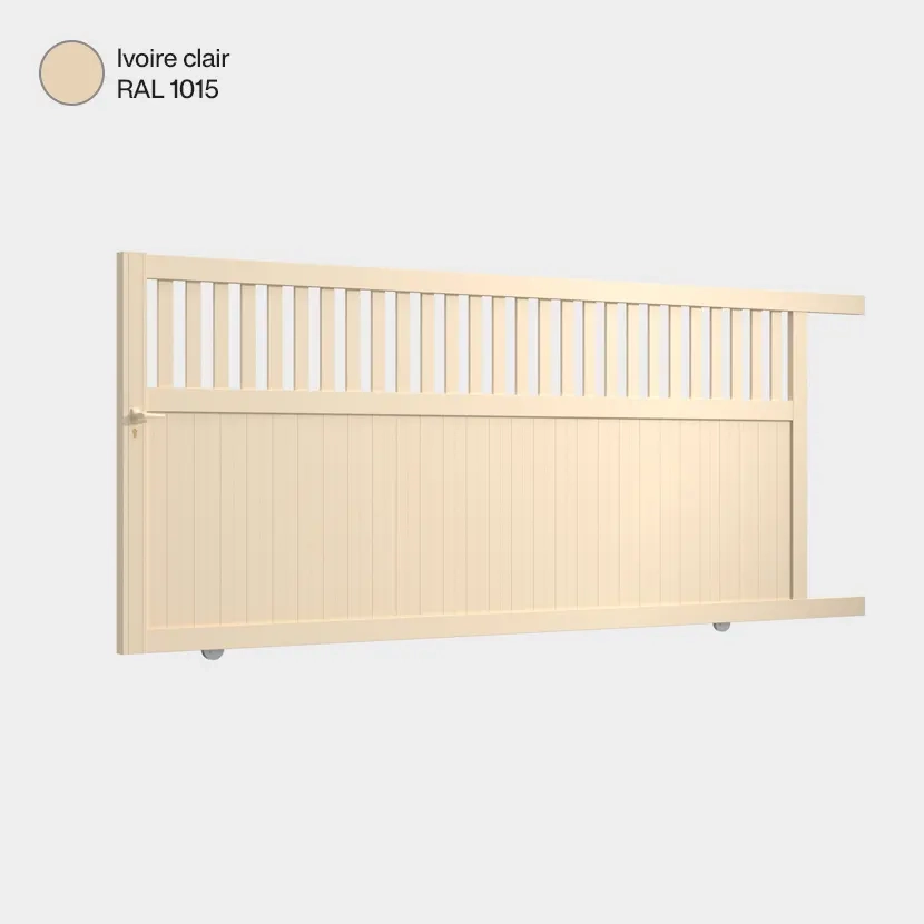 Portail aluminium: Portail coulissant Wellington Ivoire clair RAL 1015