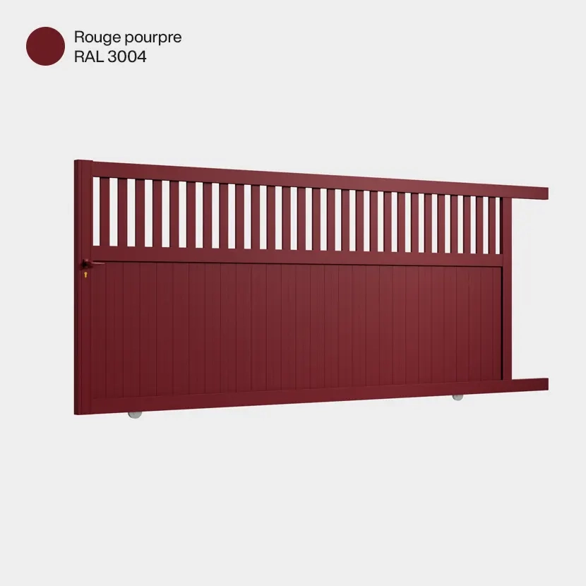 Portail aluminium: Portail coulissant Wellington Rouge Pourpre RAL 3004