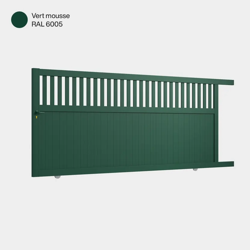 Portail aluminium: Portail coulissant Wellington Vert mousse RAL 6005