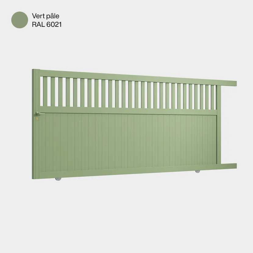 Portail aluminium: Portail coulissant Wellington Vert pale RAL 6021