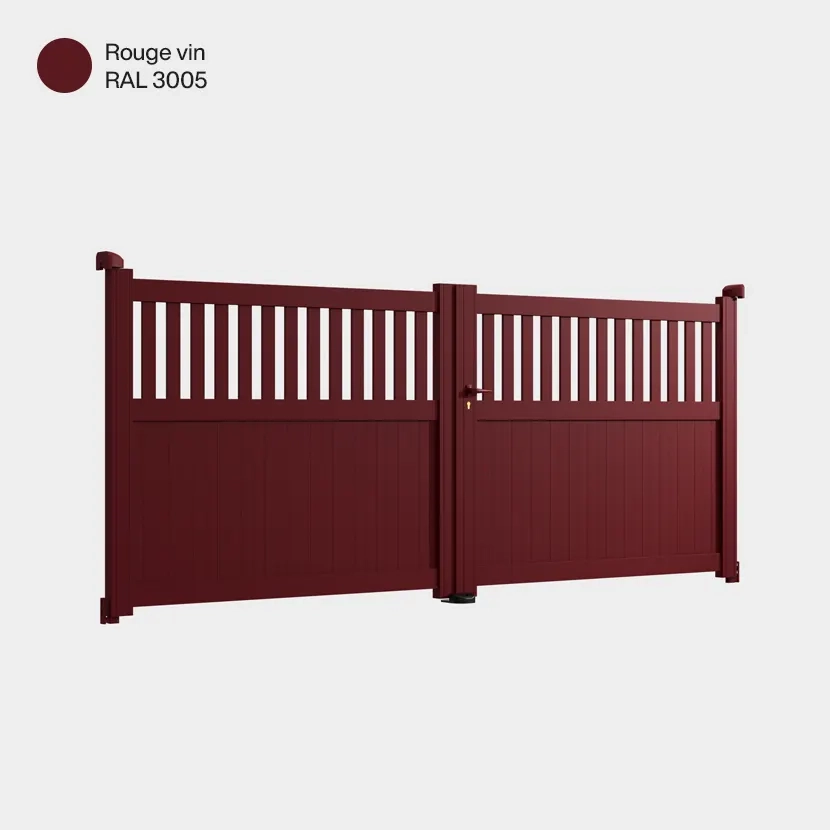 Portail aluminium: Portail double battant Wellington Rouge Vin RAL 3005