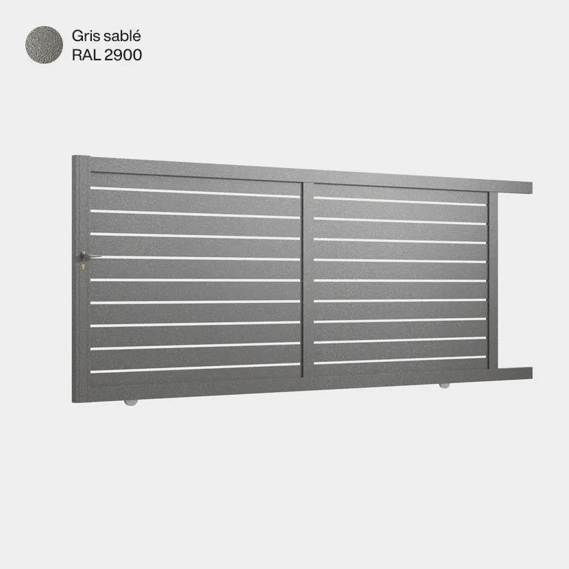 Portail aluminium: Portail coulissant Ymare Gris sable RAL 2900