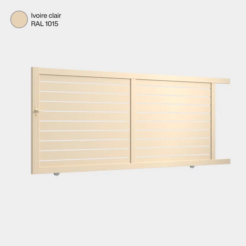 Portail aluminium: Portail coulissant Ymare Ivoire clair RAL 1015