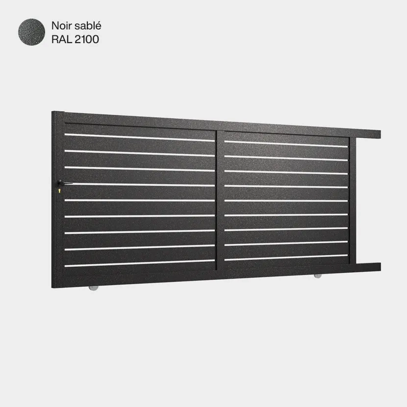 Portail aluminium: Portail coulissant Ymare Noir sable RAL 2100