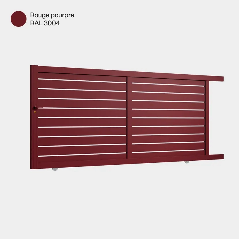 Portail aluminium: Portail coulissant Ymare Rouge Pourpre RAL 3004