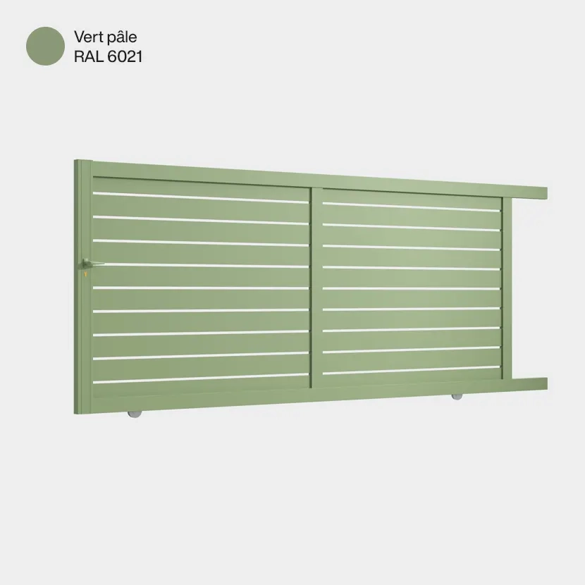 Portail aluminium: Portail coulissant Ymare Vert pale RAL 6021