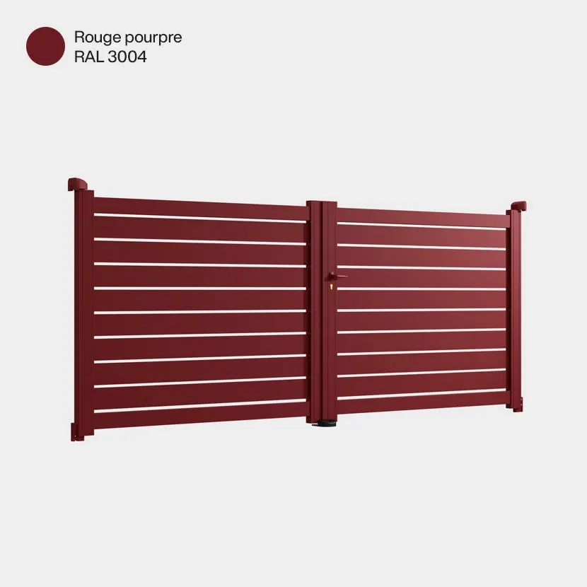 Portail aluminium: Portail double battant Ymare Rouge Pourpre RAL 3004