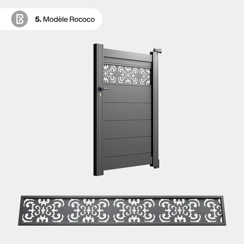 Portillon Alu BALE - Découpe Laser Art Déco - 05 Rococo