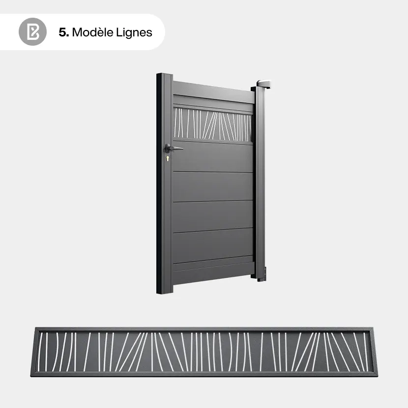 Portillon Alu BALE - Découpe Laser Géométrique - 05 Lignes
