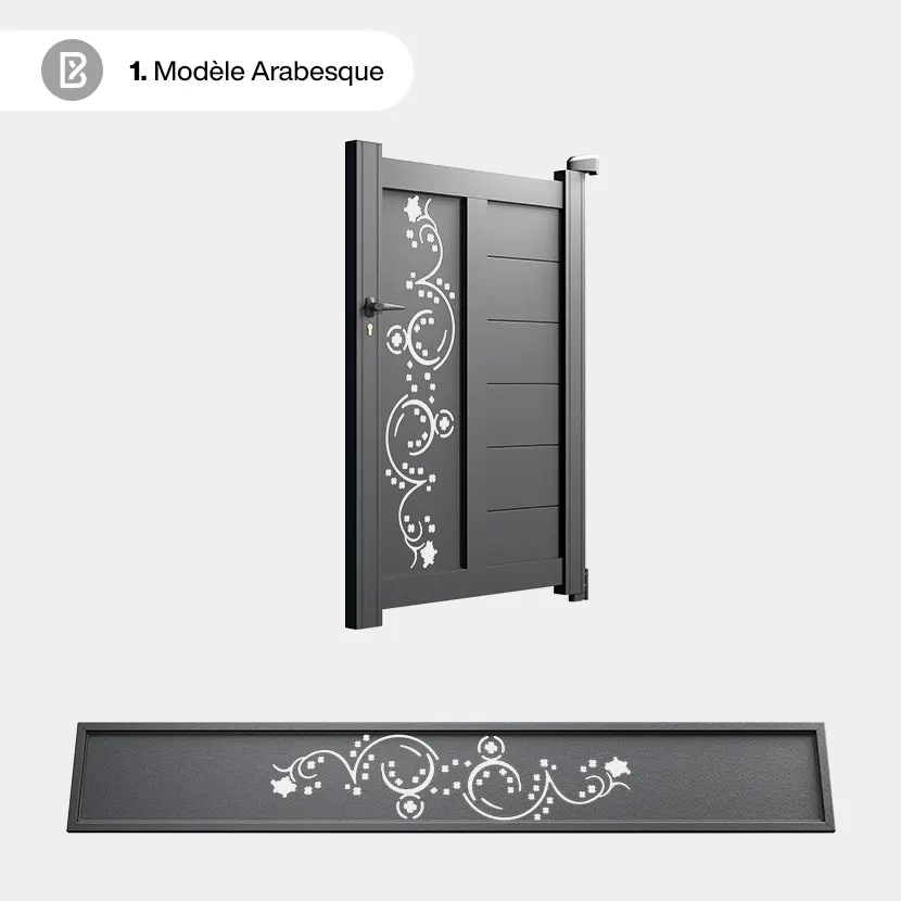 Portillon Alu Bordeaux - Découpe Laser Art Déco - Arabesque