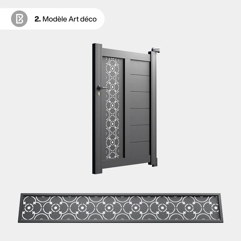 Portillon Alu Bordeaux - Découpe Laser Art Déco - Art déco