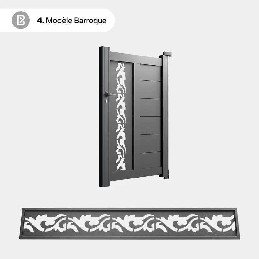 Portillon Alu Bordeaux - Découpe Laser Art Déco - Barroque