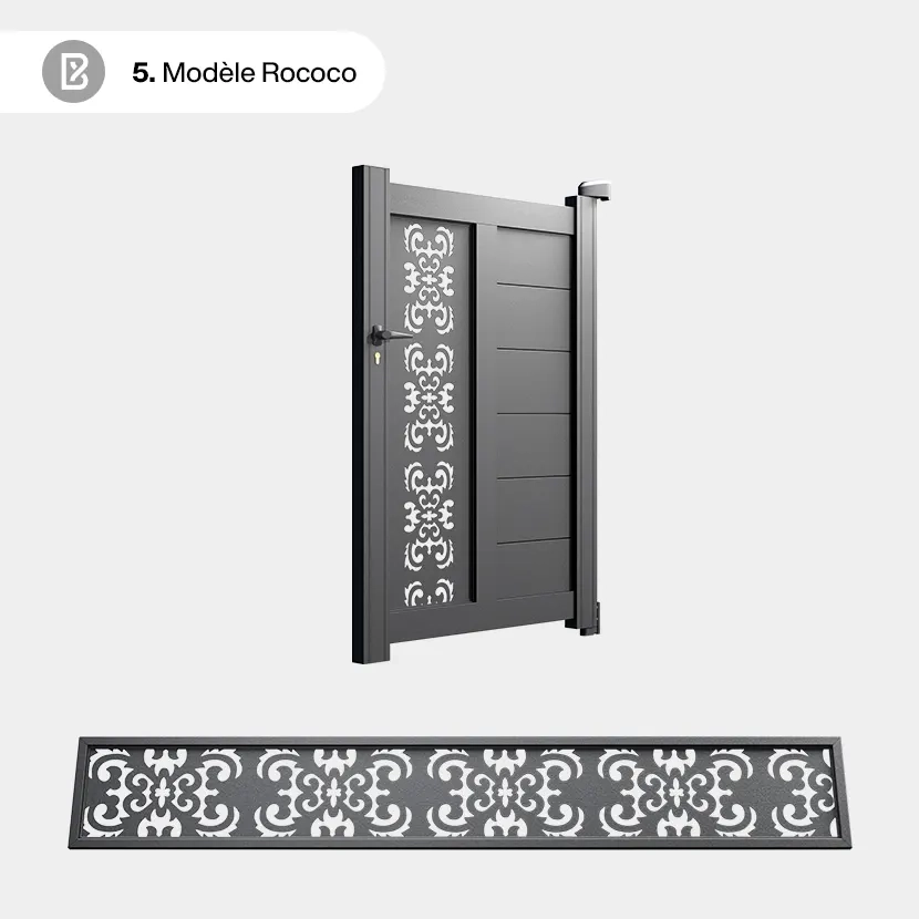Portillon Alu Bordeaux - Découpe Laser Art Déco - Rococo