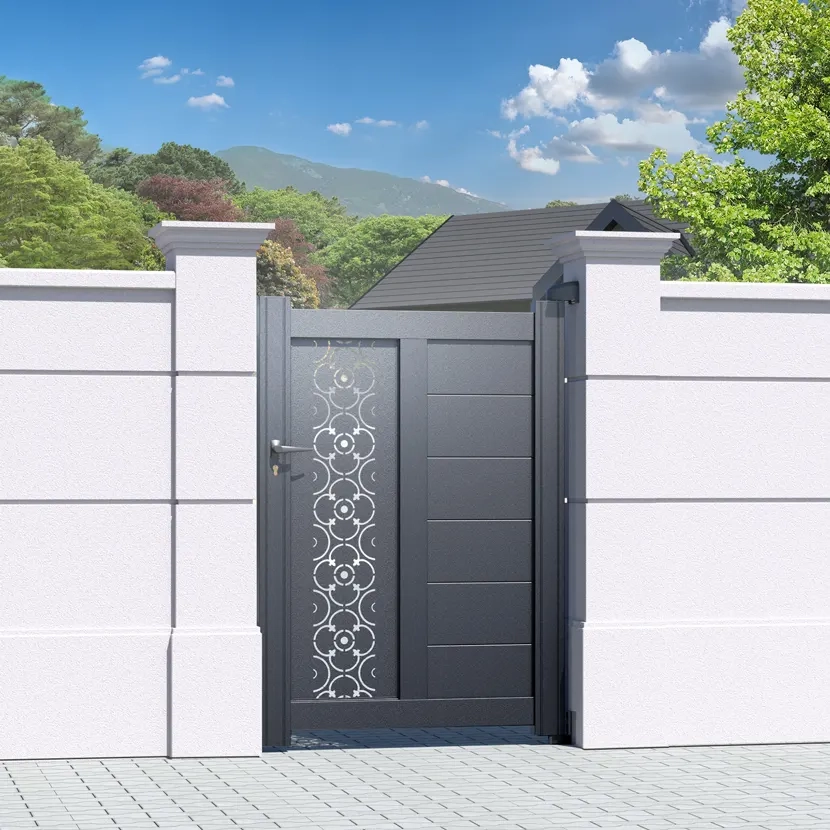 Portillon Alu Bordeaux - Découpe Laser Art Déco