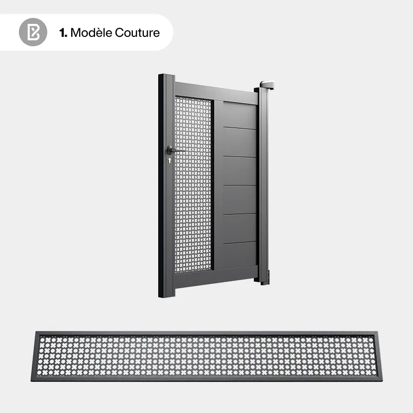 Portillon Alu Bordeaux - Découpe Laser Géométrique - Couture