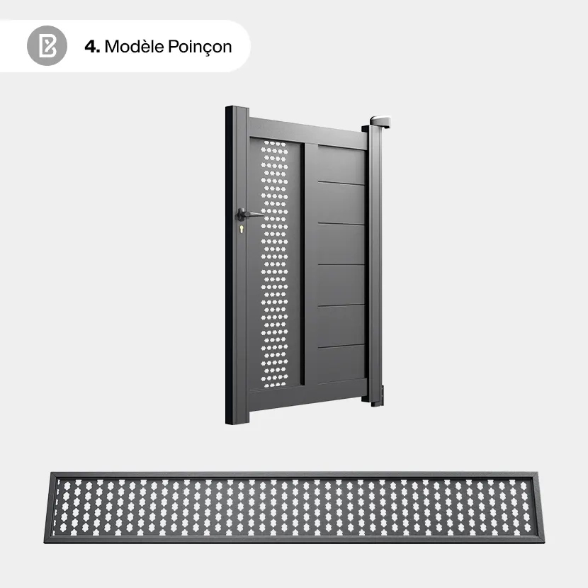 Portillon Alu Bordeaux - Découpe Laser Géométrique - Poinçon