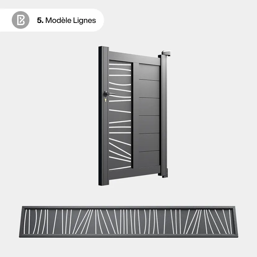 Portillon Alu Bordeaux - Découpe Laser Géométrique - Lignes
