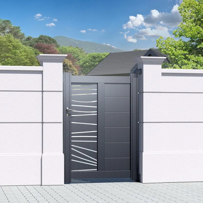 Portillon Alu Bordeaux - Découpe Laser Géométrique