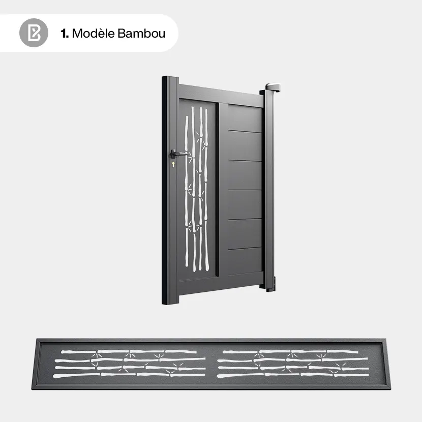Portillon Alu Bordeaux - Découpe Laser Nature - BambouBambou