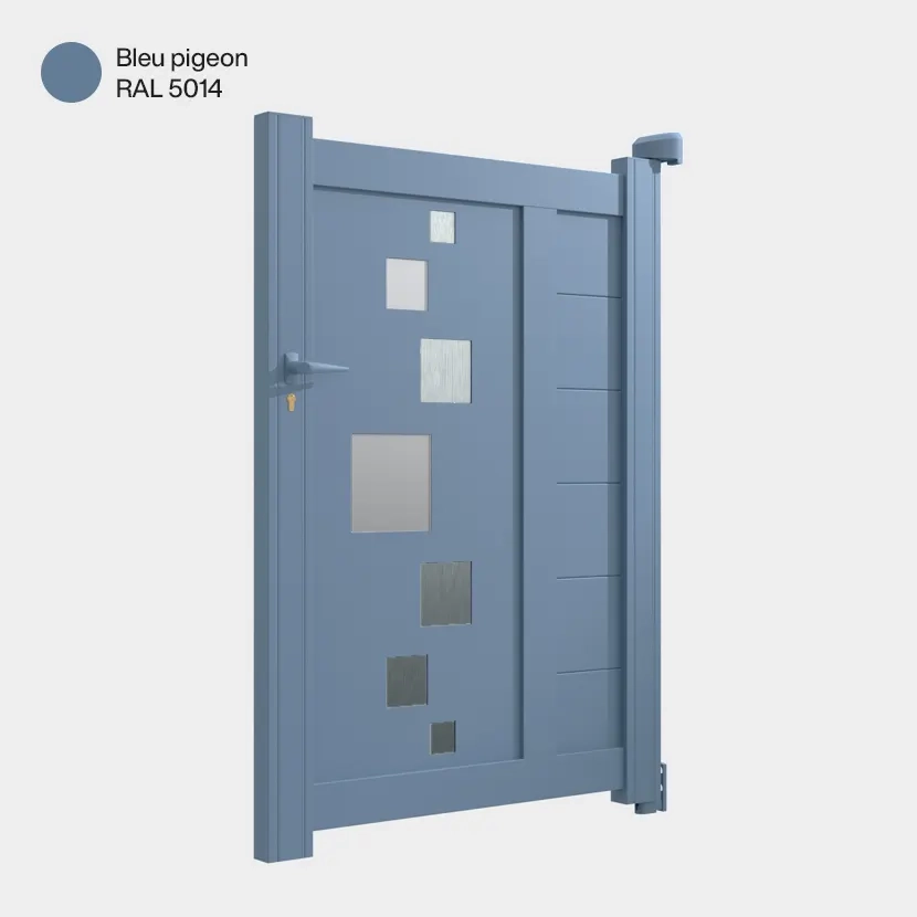Portillon aluminium: Portillon Strasbourg Bleu pigeon RAL 5014