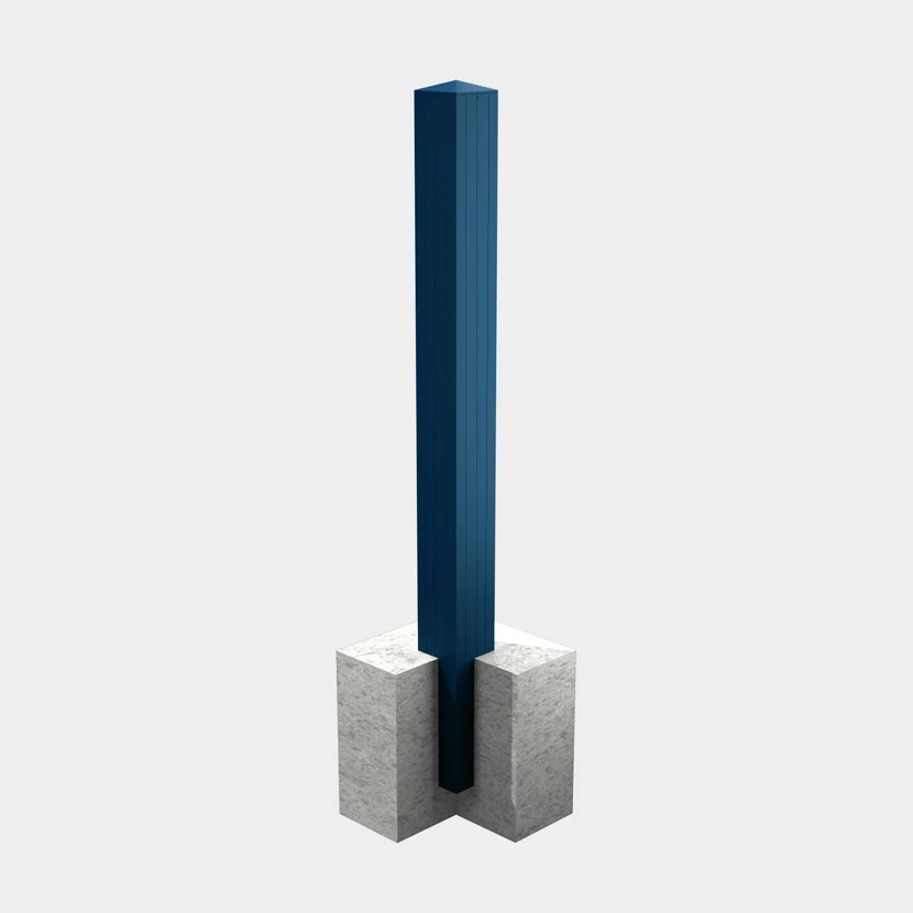 Portail poteau platine bleu saphir sceller