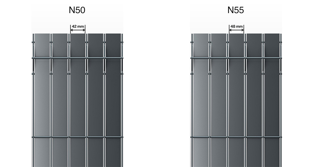 Brise vue : Différence entre les lames occultantes aluminium N50 et N55